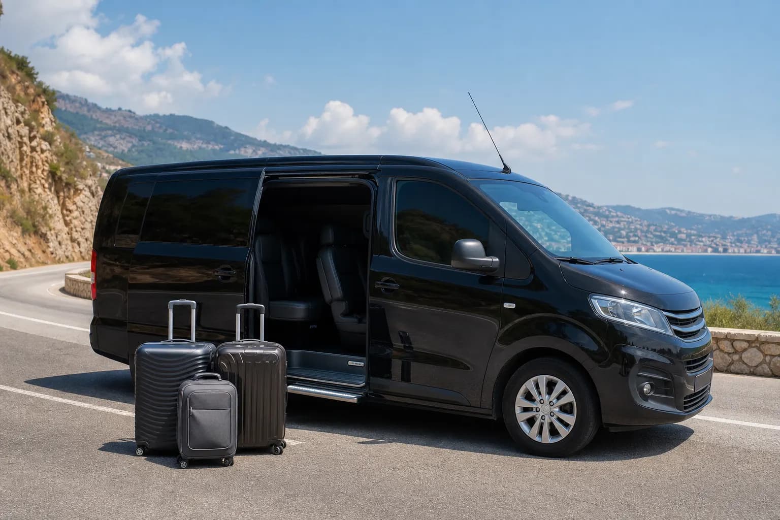 Privater Flughafentransfer-Van bereit für den Hoteltransfer in Alanya